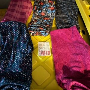 Lularoe tween leggings bundle 5 pairs new with tag geometric prints